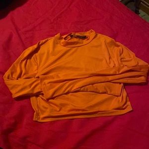 Cropped Orange Long Sleeve Shirt